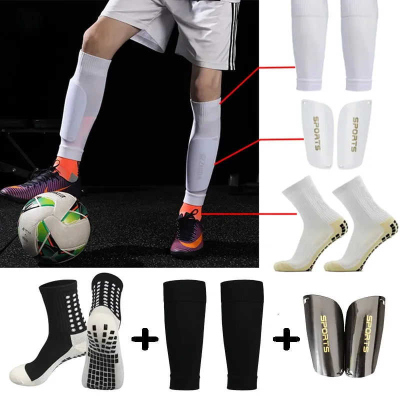 A Set Hight Elasticity Soccer Shin Guard Sleeve Adults Kids Anti-Slip Sock Football Pads Support Leg Cover Sport Protective Gear 231225