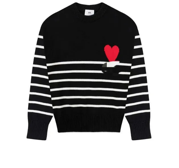 Amis Paris Designer Men's Sweater Amis De Coeur Aron Love A Heart Pattern Jacquard Cardigan for Men and Women Sportswear Casual Couple Sweater 389