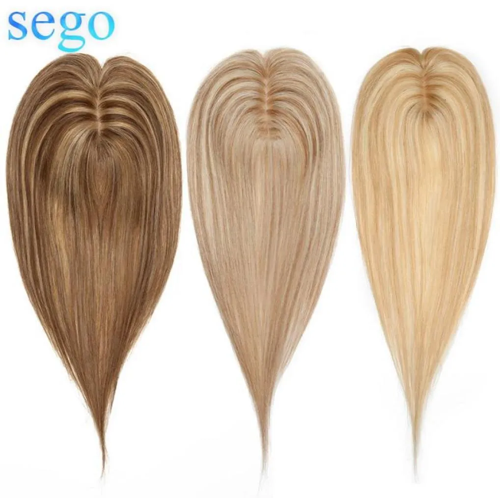 Syntetic S Sego 6x9cm Real Human Hair Silk Base Women Toppers Natural Line Clip i S Top Piece Straight 2302145399597