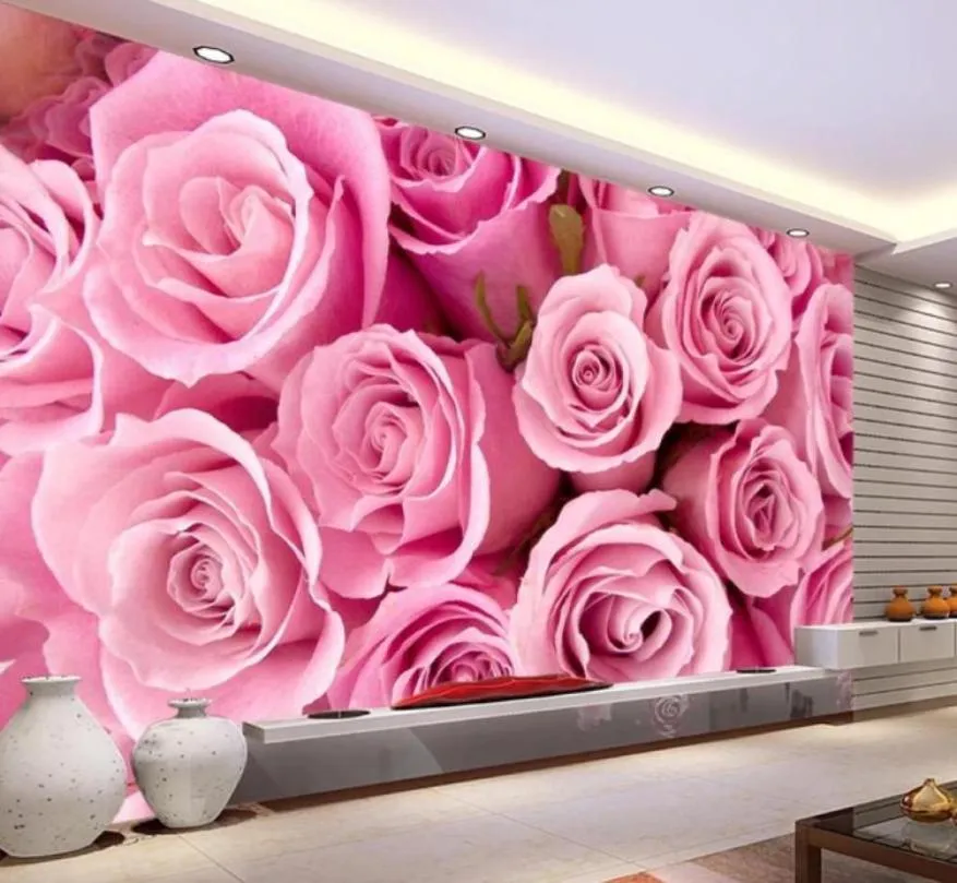 Custom any size po pink wallpapers Rose wallpaper fashion mural background wall wedding wallappers8436506