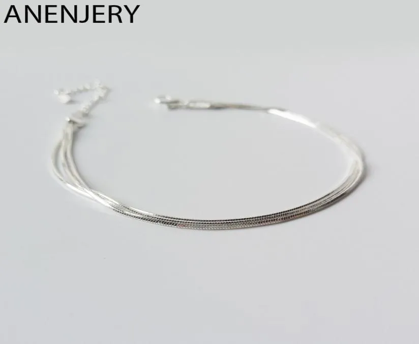 Anenjery Simple 925 Sterling Silver Bone Chain Anklet Armband för Women Girl Gift S-B3485631954