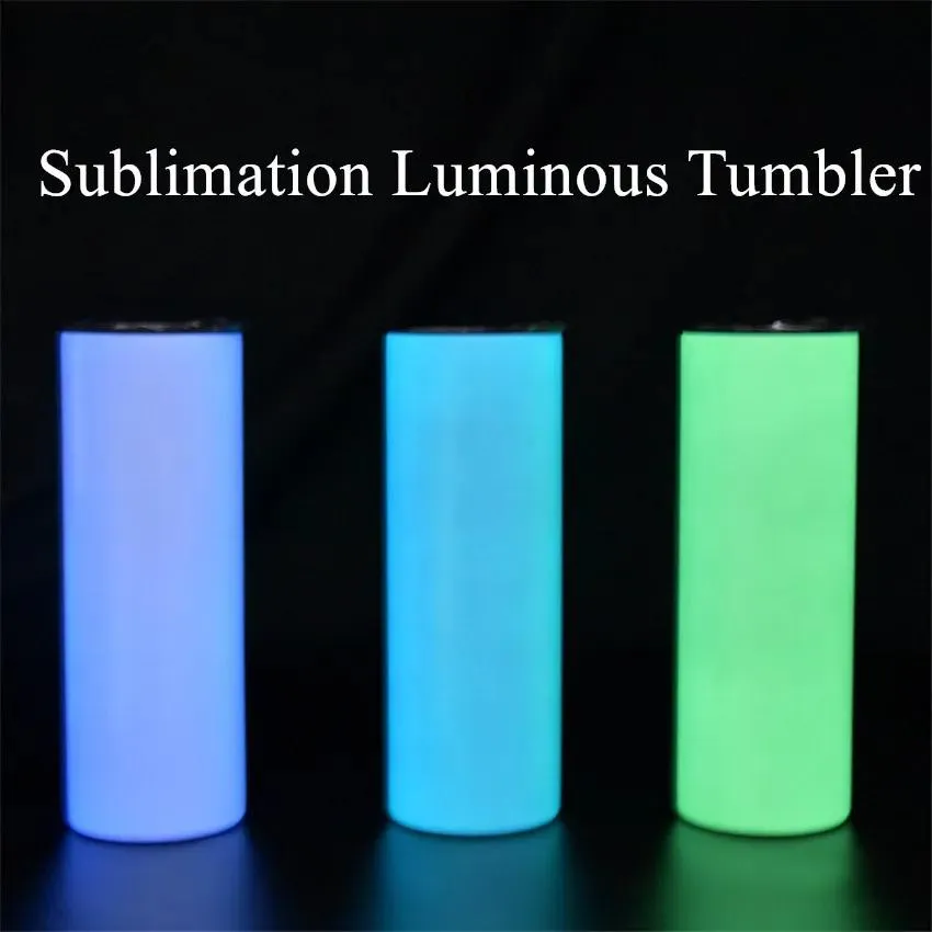 Tuimelaars 20oz Sublimatie Rechte Lichtgevende Tumbler Glow in The Dark Tumbler Rvs Waterfles Isolatie Koffiemok Snelle Shippi