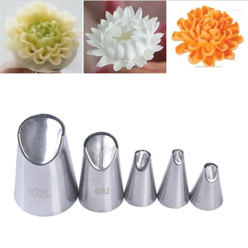 Baking Tools 5Pcs/set Of Chrysanthemum Nozzle Icing Piping Pastry Nozzles Kitchen Gadget Accessories Making Cake Decoration