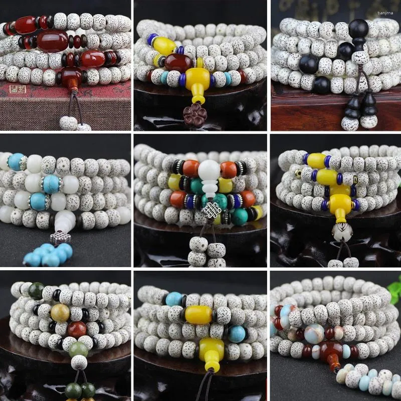 Strang 108 Perlen Buddhistisches Mala Mehrschichtiges Armband für Mann Natürlicher Stern Mond Bodhi Rose JapaMala Gebet Meditation Schmuck Dropshippi