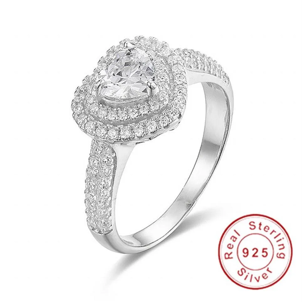 Eternal Real Solid 100 % 925 Sterling Silber Verlobungs-/Hochzeitsringe für Frauen LOVE Heart 1 87ct simulierter Diamantring Schmuck si329h