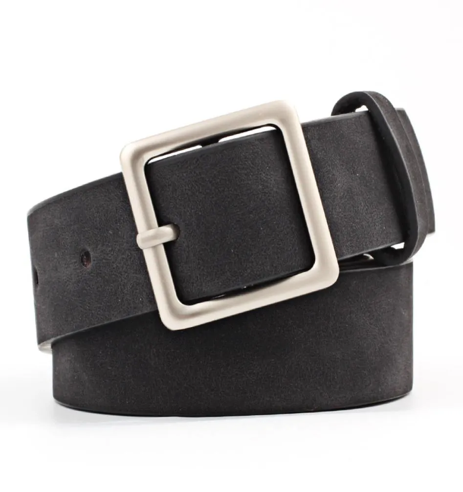 2020 NY DESIGNER Black Red White Wide Leather Belt Midjeband Kvinna Vintage Square Pin Buckle Midjebälten för kvinnliga klänningar9934827