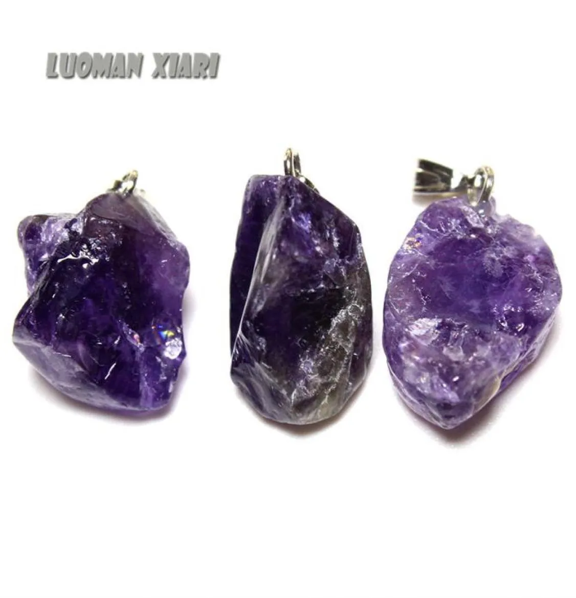 Pingente inteiro pequeno de pedra natural, pingente exclusivo de ametistas roxo cristal irregular feminino colares diy para fazer joias 10 peças6197534