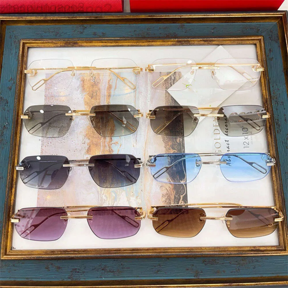 Designer Carti Sunglasses Catier Kajiafeng Ins Frameless Celebridade Internet Celebridade Mesmo Resistente UV Ct0113