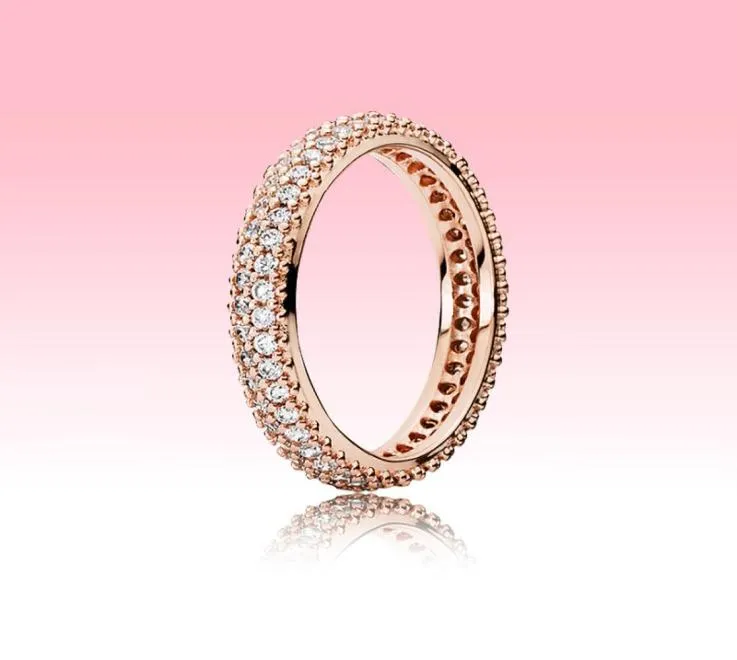 Élégant Pave Band Ring Full CZ diamant Femmes Anneaux de mariage Bijoux d'été pour Real 925 Bague de fiançailles en argent avec boîte d'origine9615575