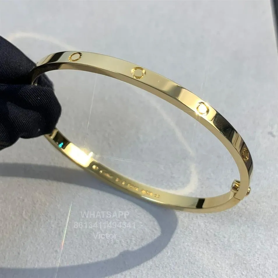 Love bangle version étroite bracelet plaqué or 18 carats trois fois ne se décolore jamais haute qualité taille Europe avec boîte réplique officielle lux2209