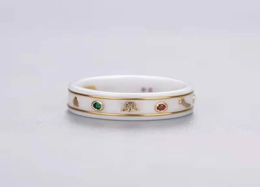 Anillo unisex para hombre y mujer, anillos de abeja, joyería de diseñador, regalo, anillo de cerámica blanco y negro, accesorios de moda, embalaje original 4145304