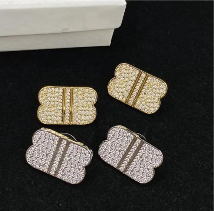 Luxurys Designer Stud Stud Brincho Moda Moda Mens B E brincos Jóias Mulheres formais brilho de diamante pingente pingente anéis de orelha de aro Weddi4719012