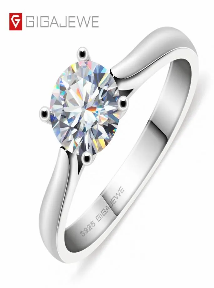 GIGAJEWE 1ct 65mm coupe ronde EF VVS1 Moissanite 925 bague en argent diamant Test réussi mode griffe réglage femmes petite amie cadeau GMS5085429