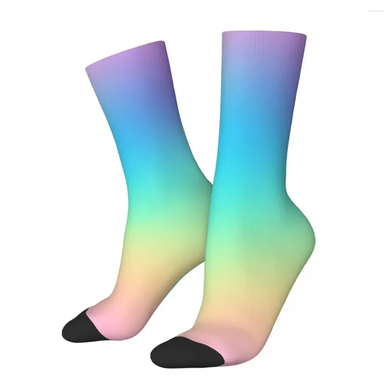 Chaussettes pour hommes Hip Hop Vintage doux fou unisexe arc-en-ciel dégradé coloré Style de rue sans couture imprimé nouveauté Happy Crew chaussette