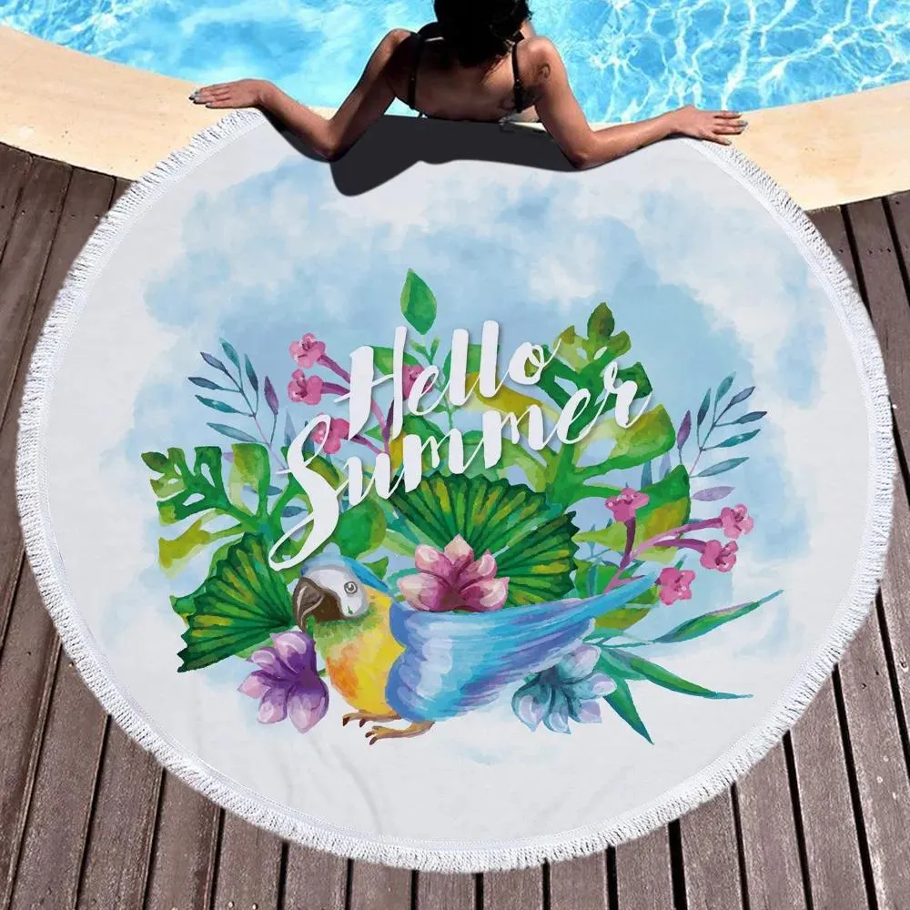 Serviette ronde de plage serviette couverture de serviette hawaï hawaïenne circulaire grande plage Terry roundie cercle de pique-nique tapis yoga tapis avec frange mandala