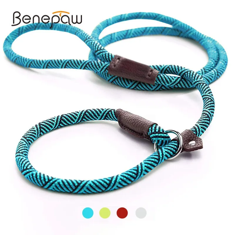 Benepaw Durable Slip Rope Dog Leash Collar 2 In 1 Adjustable Loop Comfortable Small Meidum Large Pet Harness 231225