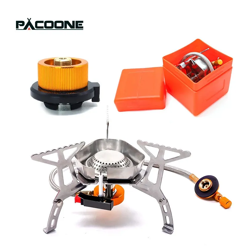 Pacoone Tourist Camping Wind Proof Gas Stove Outdoor Strong Fire Stoveヒーターポータブル折りたたみ式ウルトラライトピクニッククッカー231225