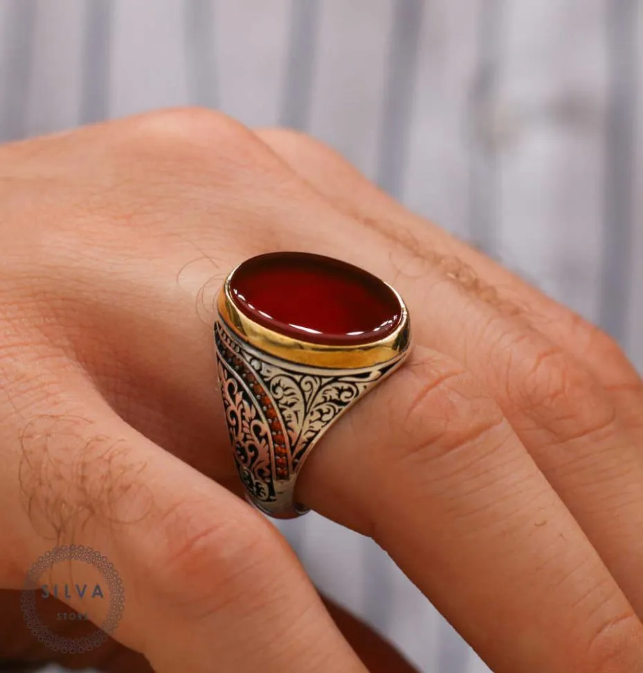 Agate Aqeeq 925 silver men039s ring Men039s jewelry stamped with silver stamp 925 All sizes are available 2106237950428