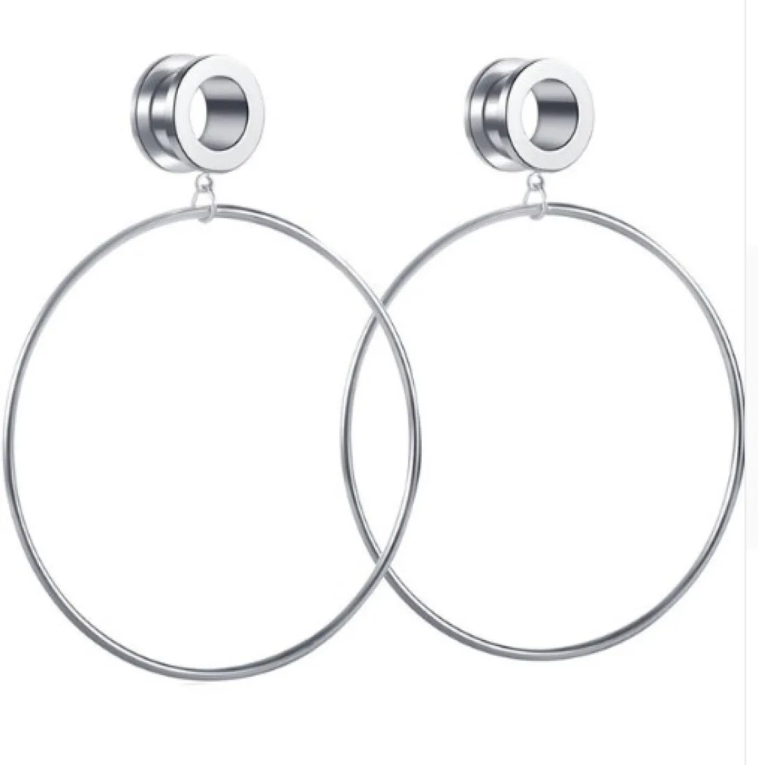 Ring Dangle Screw Steel Ear Plugs and Tunnels Piercing Lage Earring Expanders Lobe Stretching Mätare 60st 6 SIZES7313631