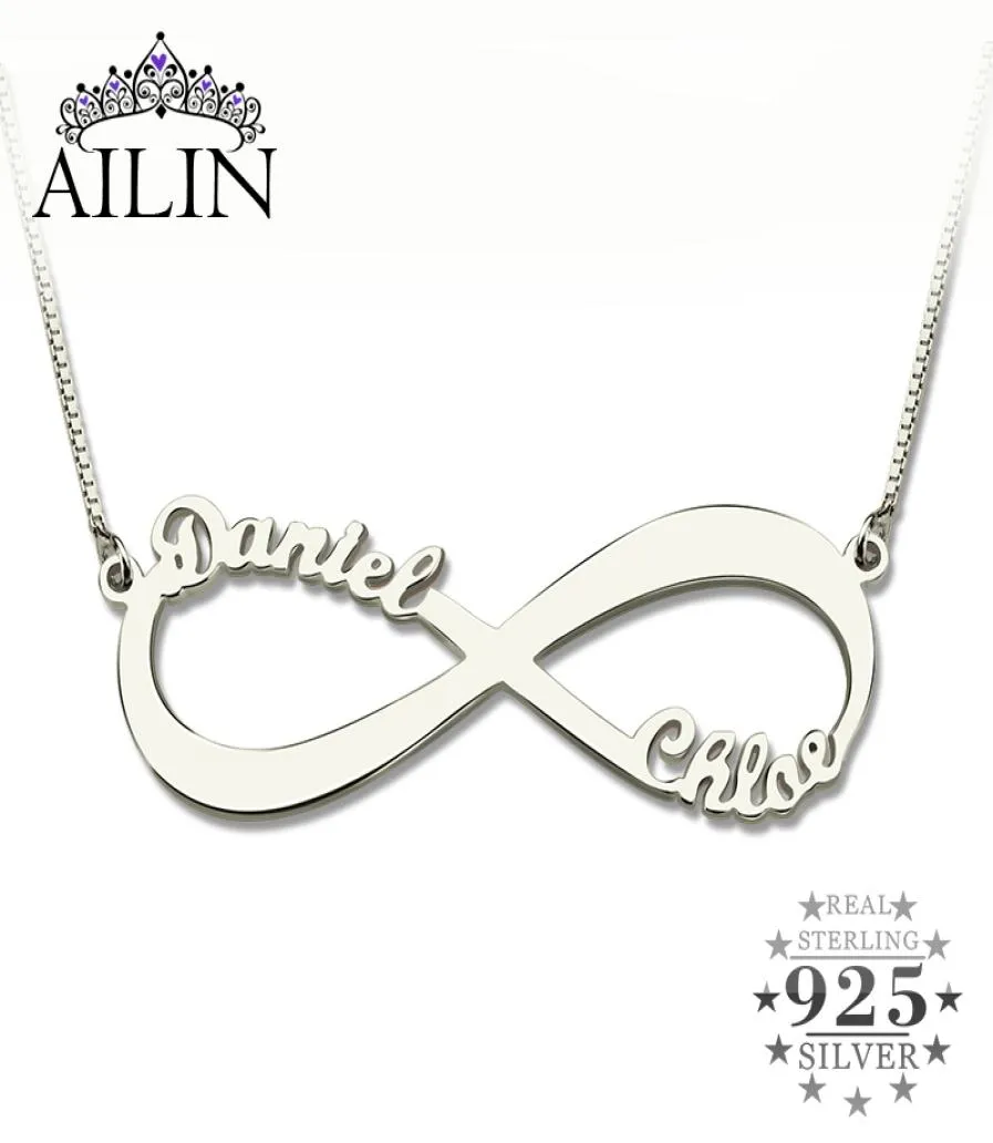 Ailin colar de infinito personalizado com dois nomes, colar de prata com nome do infinito, amor sem fim, joias de amor, presente de natal j5410889