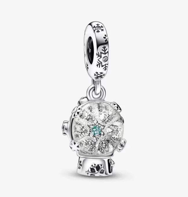 925 Sterling Silver Snowflake Snow Globe Dangle Charms Fit Original European Charm Armband Women Halloween Jewelry Access6038445