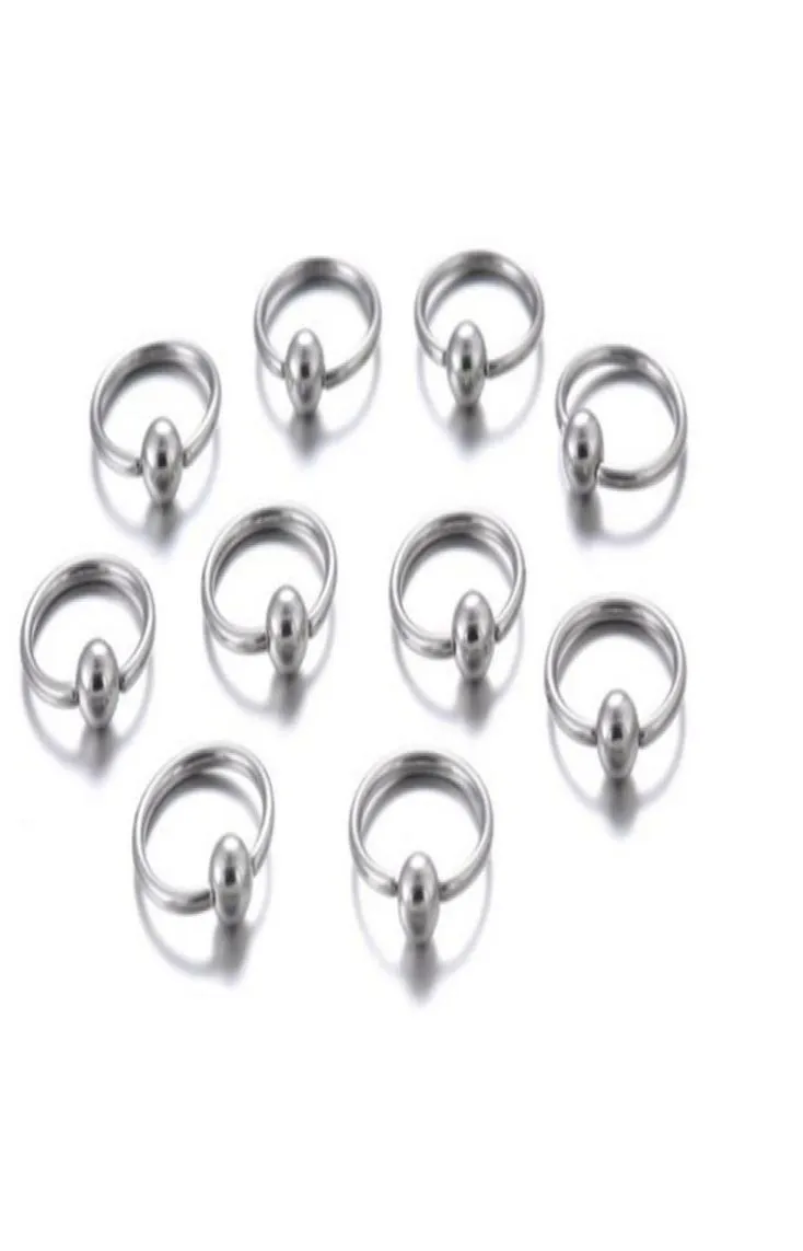 10Pcsset Nose Ring piercing body jewelry Steel Hoop Ring Closure For Lip Ear Nose silver plated Ball Body Jewelry9561455