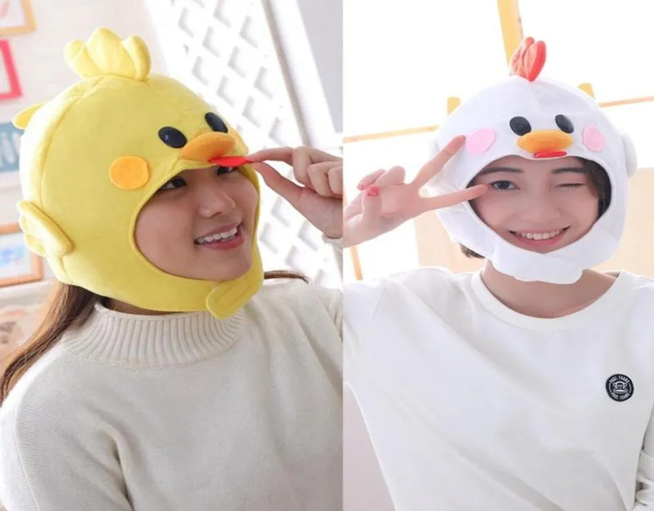 Berets Novelty Funny Cartoon Chicken Animal Plush Hat Stuffed Toy Full Headgear Cap Cosplay5171818