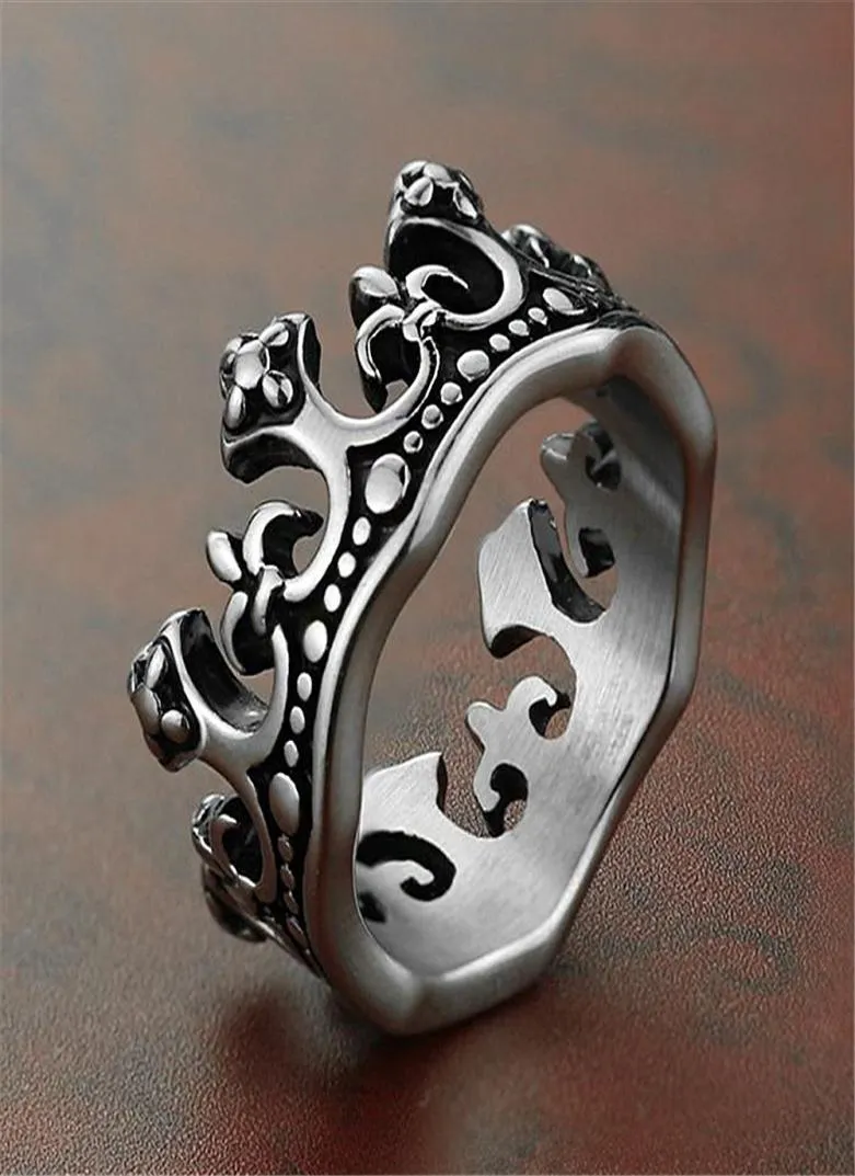 Men039s Ch2022 Chrome New Thai Silver Black Crown Ring Fengkro Titanium Steel Casting and Women039s Hearts Kbgh2791306