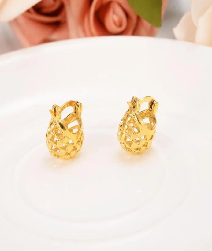 Fina smycken Sudan örhängen 22 K 24 K Thai Baht Yellow Gold Plated Arab African Hoop Earring Wedding Cute Kids Charms Party7453898