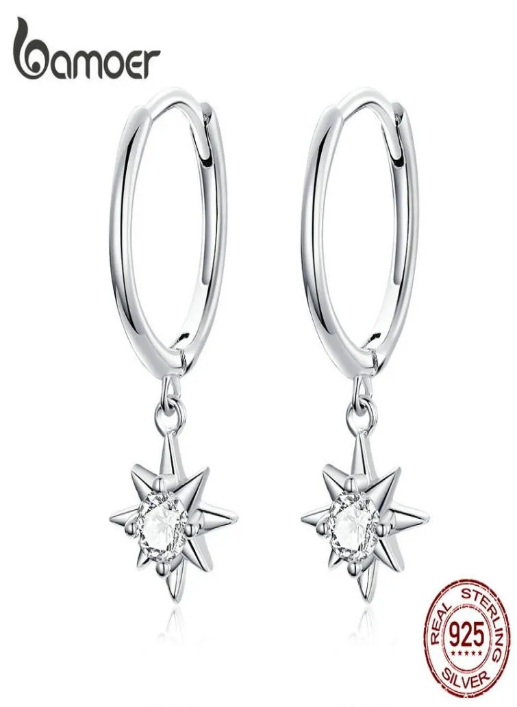 Dingle örhängen med charm äkta 925 Sterling Silver Bright Stars Earings For Women Fashion Jewelry SCE759 2105127308663