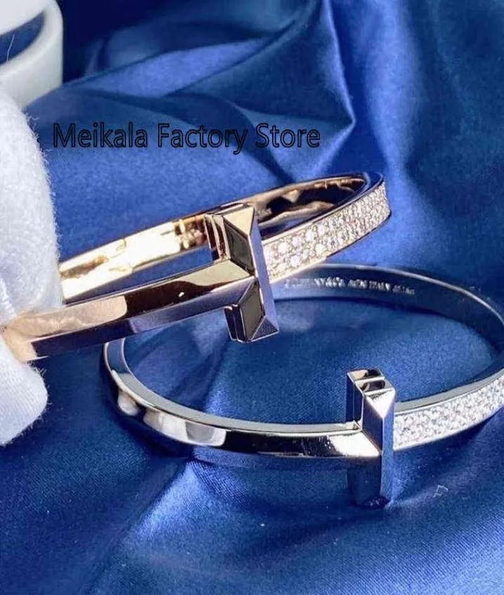 Original 925 Sterling Silver Bracelet Ladies Men Wide Version Fashion Romantic Luxury Diamond Couple9372239