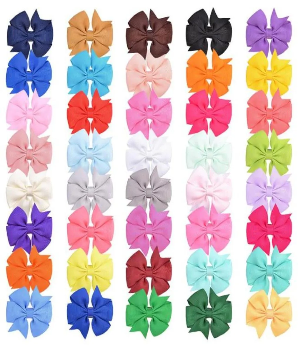 Mini nœuds à cheveux solides avec pince pour bébés filles, ruban gros-grain, pince à cheveux, épingle à cheveux, Barrettes, accessoires pour cheveux pour enfants, 40 couleurs4169964