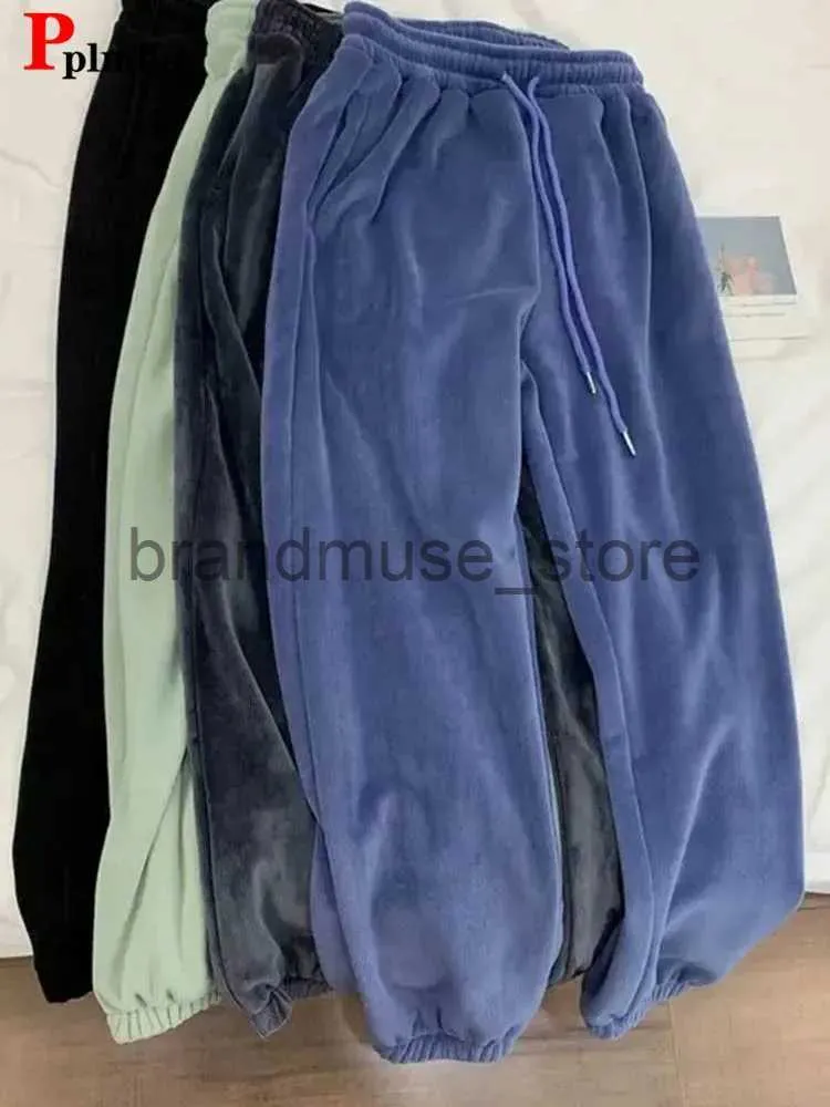 Kadın Pantolon Capris Kış Sıcak Peluş SweSHACT'ler Günlük High Bel Plus Velvet Harem Pantolon Kore Moda Bulbalı Kadınlar Büyük Boy 4xl Pantalonlar 2023 J231226