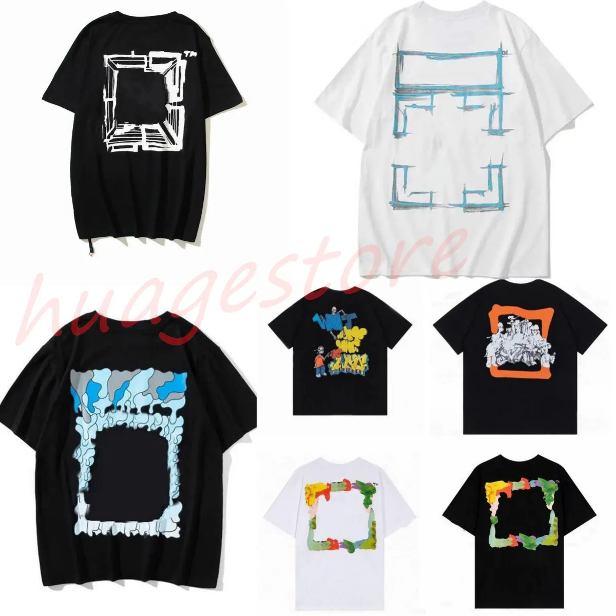 Herr t-shirts 2024Fashion Luxurys offes klädherrens tee skjortor och kvinnor lös tees topps man casual gata graffiti skjort sweatshirtoff t-shirts offs vit vit g8