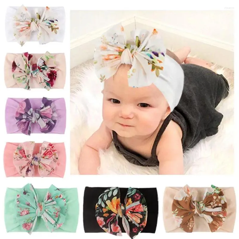 Haarschmuck 7 Farben Böhmen elastisch bedruckt Kinder Stirnband für Mädchen Soft Born Headwrap Niedlicher Knoten Nylon Säugling