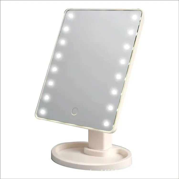 Spiegels LED-aanraakscherm Make-upspiegel Professionele make-upspiegel met 16/22 LED-verlichting Gezondheid Schoonheid Verstelbaar aanrecht 180 Roterend C