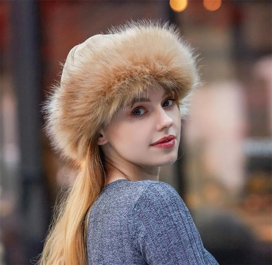 Trapper Hats Thick Warm Russian Ladies Suede Bomber Windproof Women Fur Female Mongolia Cap Beanies 2208294272227