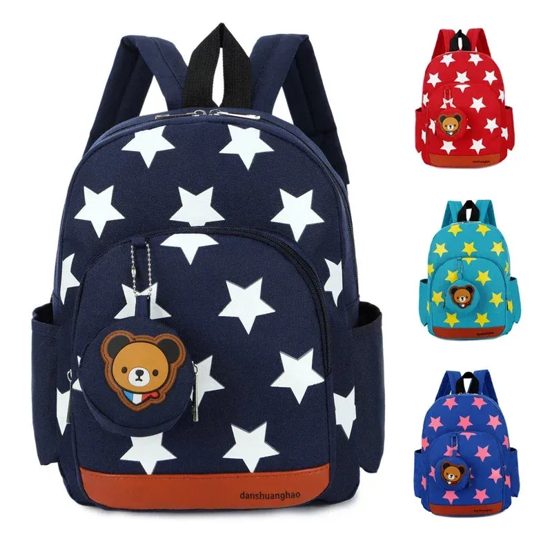Star Print Kindergarten School Bags Lightweight Nylon Backpack Baby Girls Boys School Backpack for 1-3 Years Old Mochila Infant 231226