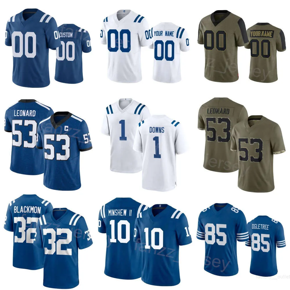 Piłka nożna drużynowa 32 Julian Blackmon Jersey Kids Man Woman 23 Kenny Moore II 53 Shaquille Leonard 45 EJ Speed ​​10 Gardner Minshew 1 Josh Downs 85 Drew Ogletree Color Rush