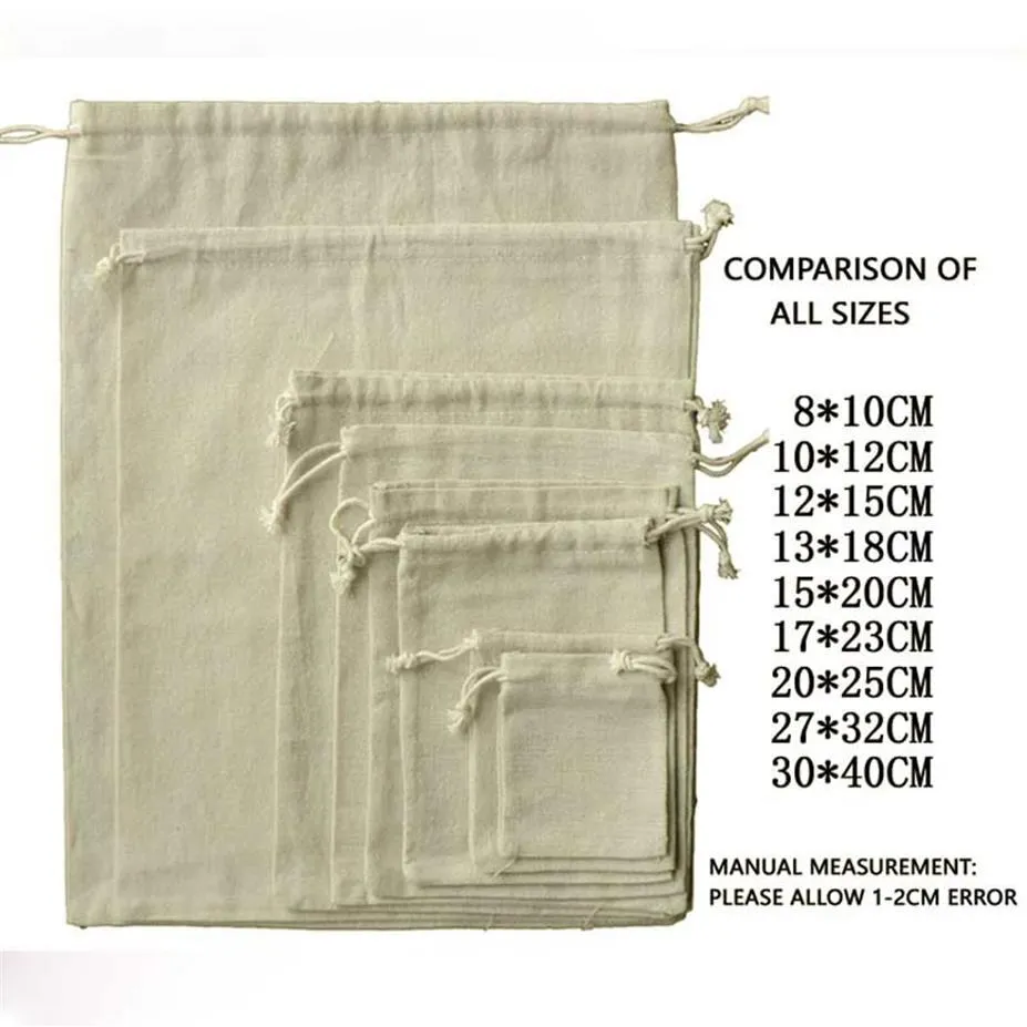 100pcs biżuteria do rysowania bawełniane torby muślinowe torby na prezenty ślubne torebki detaliczne woreczka sznurka