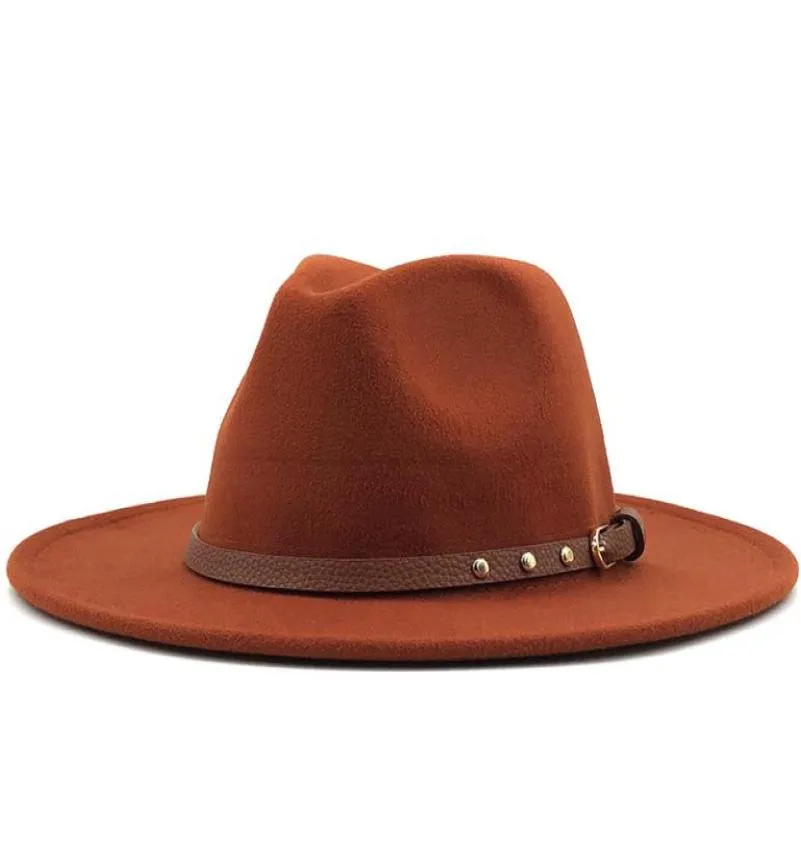 Szerokie brzegi kapelusze kobiety wełna wełna poczuła mąki Jazz Fedora Panama Style Cowboy Trilby Party Formal Dress Hat Duży rozmiar żółty biały AA8435138