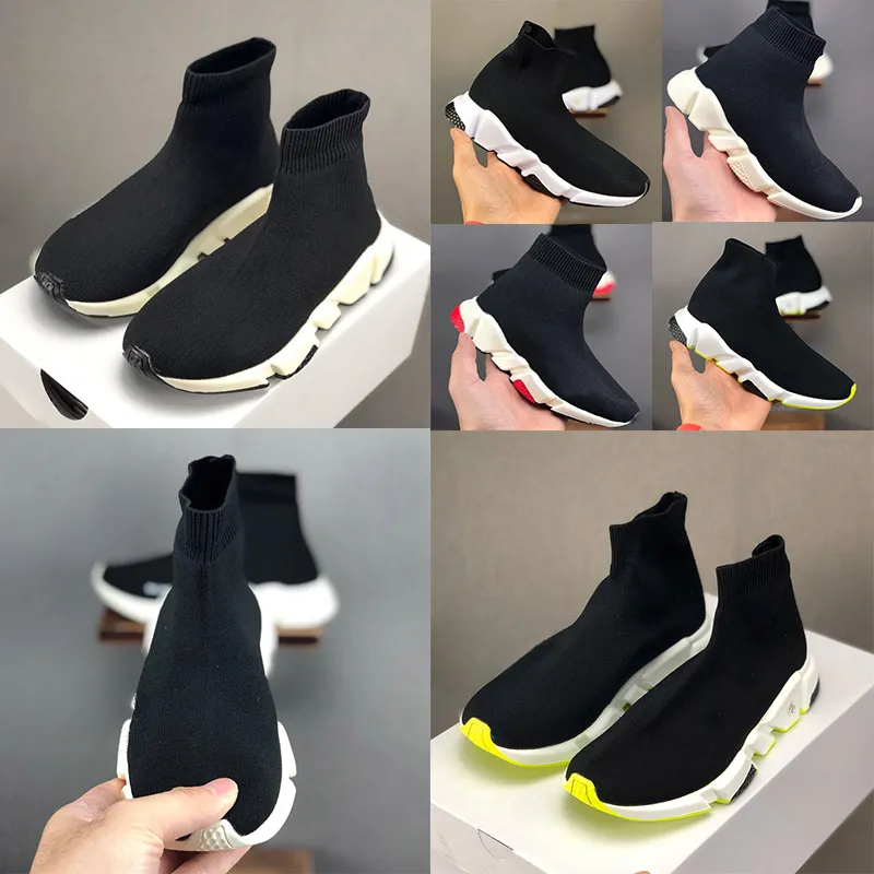 2024 Boys Girls sock Casual shoes Sneakers sports Kid shoes Paris designer triple-s Light breathable black white classic pink Green slow outdoor EUR Size 24-35