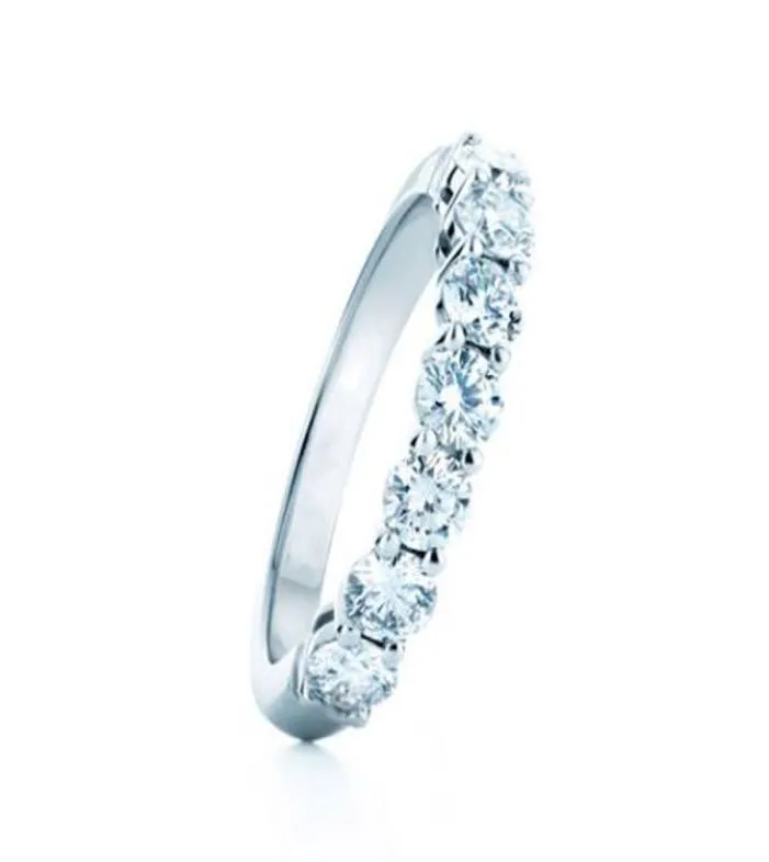 Luxo sólido 925 prata 07ct moissanite joias positivas 7 pedras anel de aliança de casamento4866916