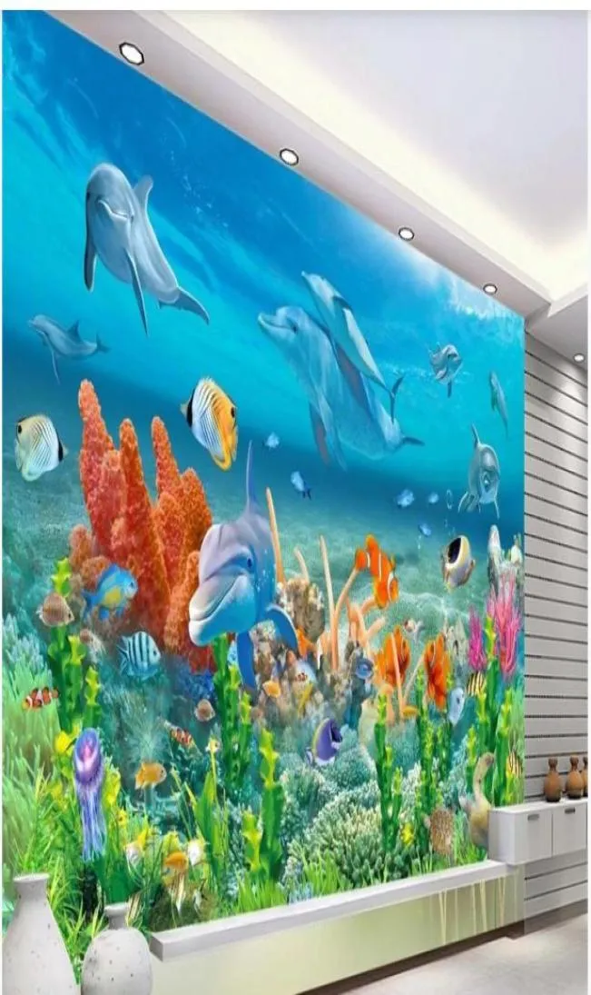 papéis de parede 3d do oceano azul papéis de parede de belas paisagens Mundo subaquático 3D fantasia sala infantil sala de estar fundo de TV w8774283