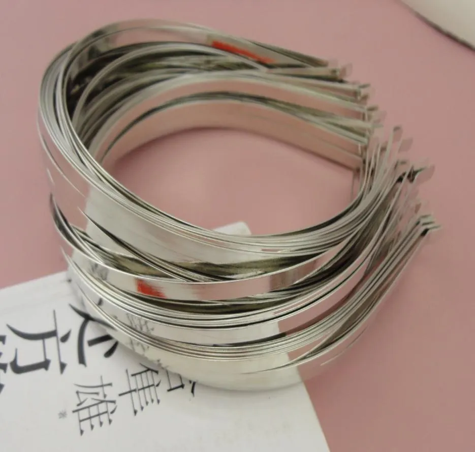 50 Stück 5 mm Silber-Finish, schlichte Metall-Haar-Stirnbänder mit Biegespitzen für selbstgemachte Kinder-Haar-Accessoires. 5 mm normale Metall-Haarbänder3183448