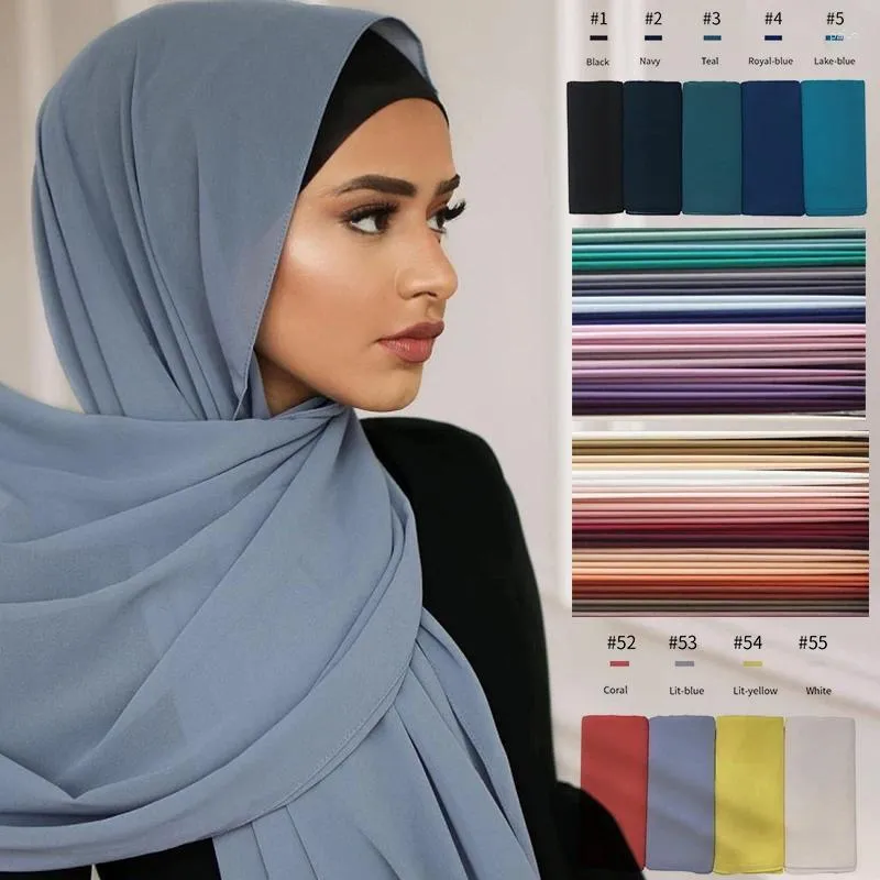 Roupas étnicas JTVOVO 2023 70 180cm Muçulmano Chiffon Hijab Xales Cachecol Mulheres Cor Sólida Cabeça Wraps Hijabs Lenços Senhoras Foulard Femme Véu