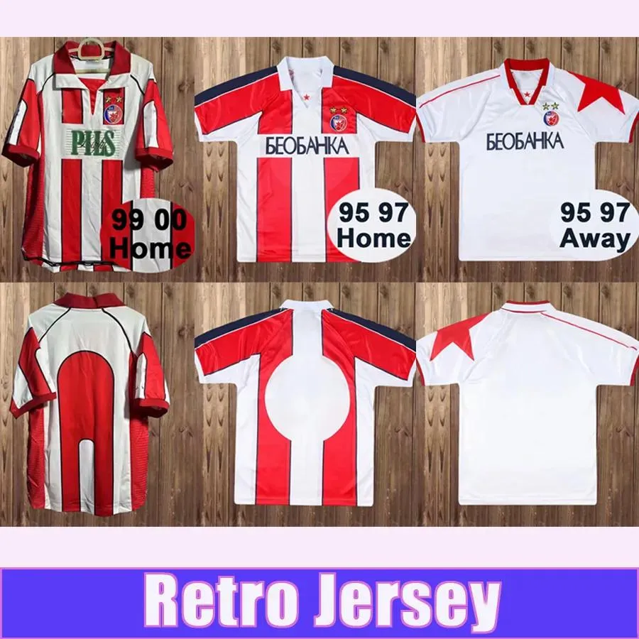 Nosić 1995 1997 Crvena Zvezda Beograd Retro Soccer Jerseys 9900 Home Away Away Fall Mleeves Football Mundurs