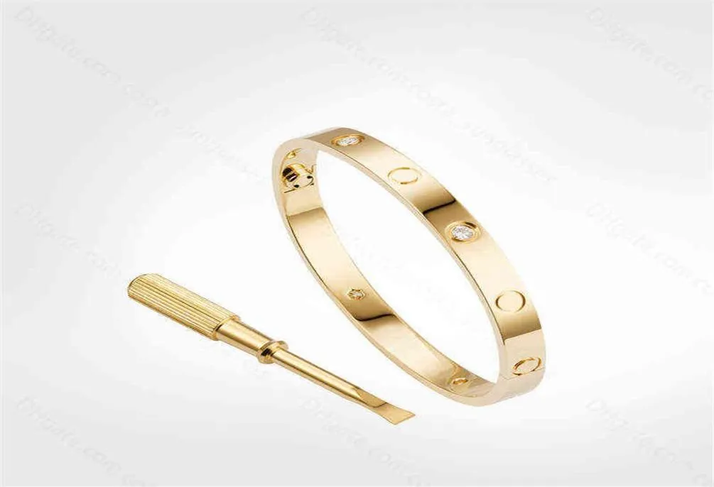 Love Screw Bracelet 5 0 Mens Bracelets 4 Diamonds Designer Bangle Luxury Jewelry Women Steel Alloy Goldplated Craft Gold Silver253609298