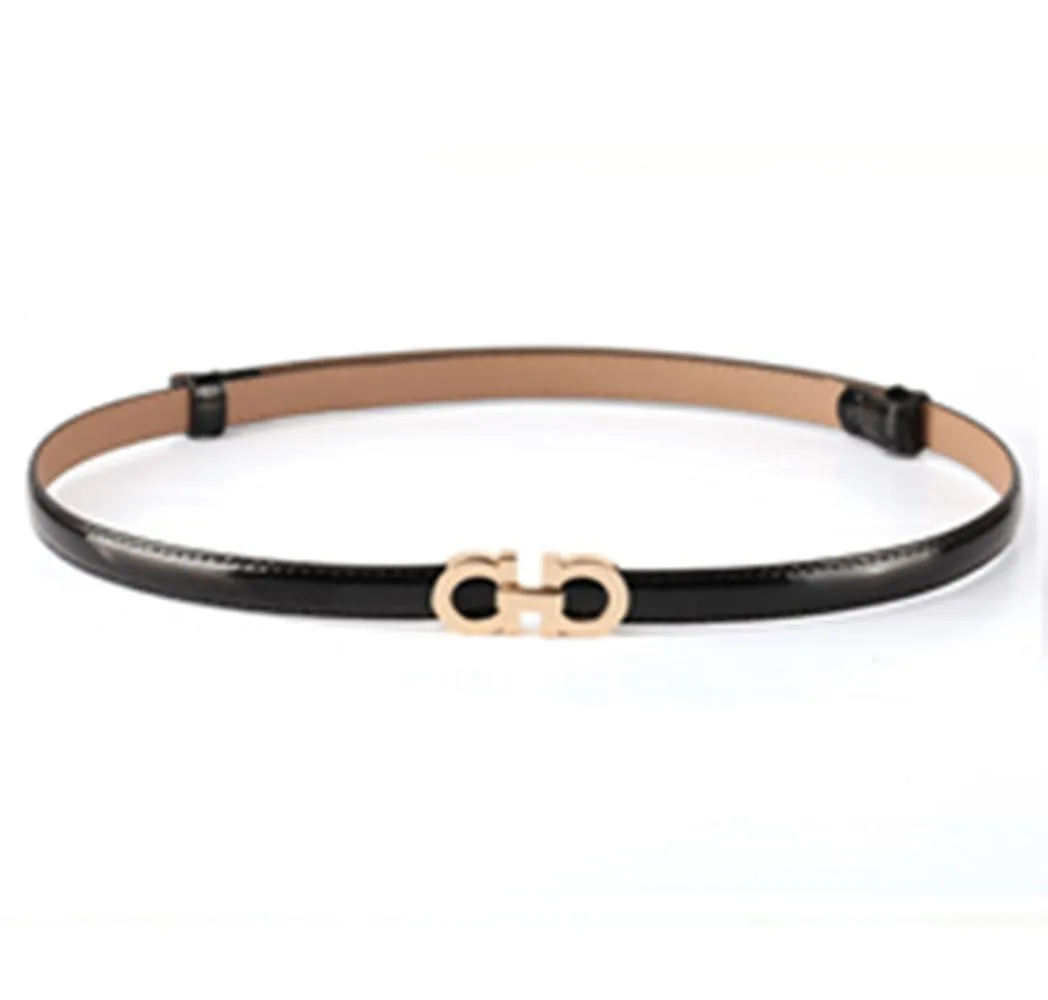 Summer Fashion Women Belt Kvinna Patent Leather Style Casual Dress Slim Belts Ladies Vintage Rose Gold Buckle Midje Belt1303466