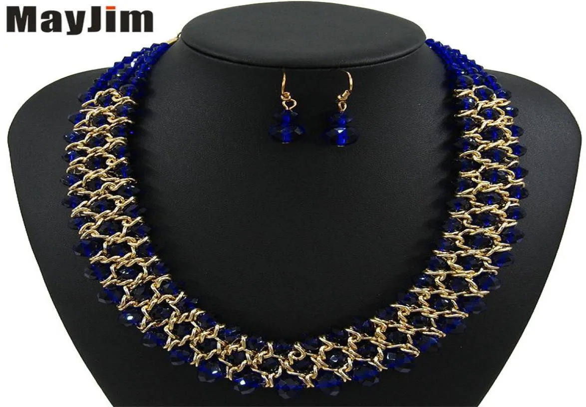 Earrings Necklace Statement Fashion Jewelry Sets Handmade Big Beads Chain Crystal Dubai Vintage Bijoux Accessories4208536